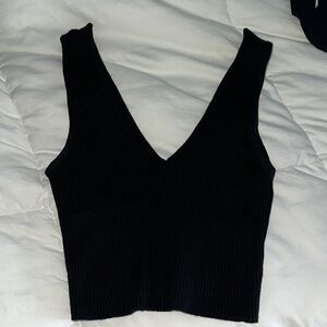 Black Sleeveless V-Neck Top